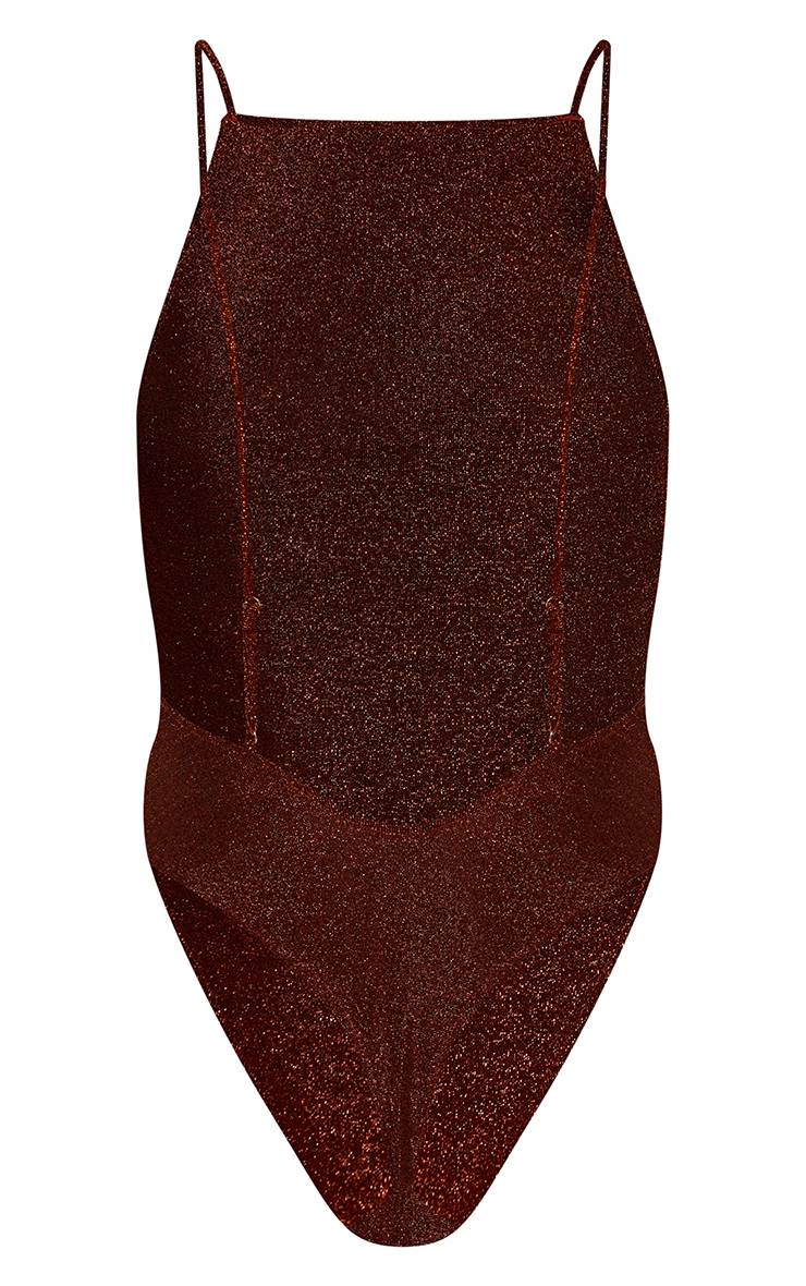 Marron Maillot De Bain De Natation Dos Nageur Pailleté Chocolat