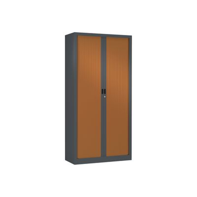 Armoire haute monobloc Class 900 - 180 x 90 x 43 cm - anthracite/imitation merisier