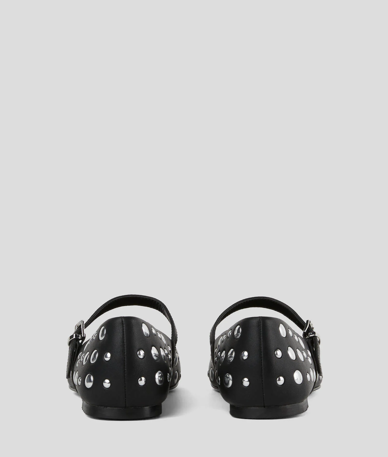 BALLERINES À CLOUS EFFET MIROIR KARO - Noir/Argent