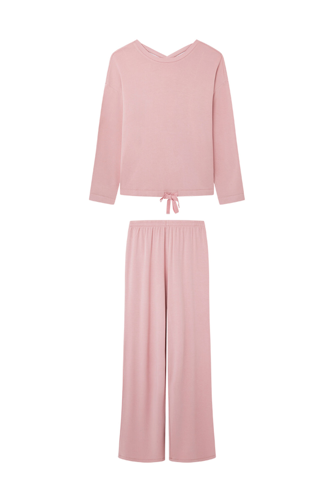 Conjunto com detalhes nas costas em rosa