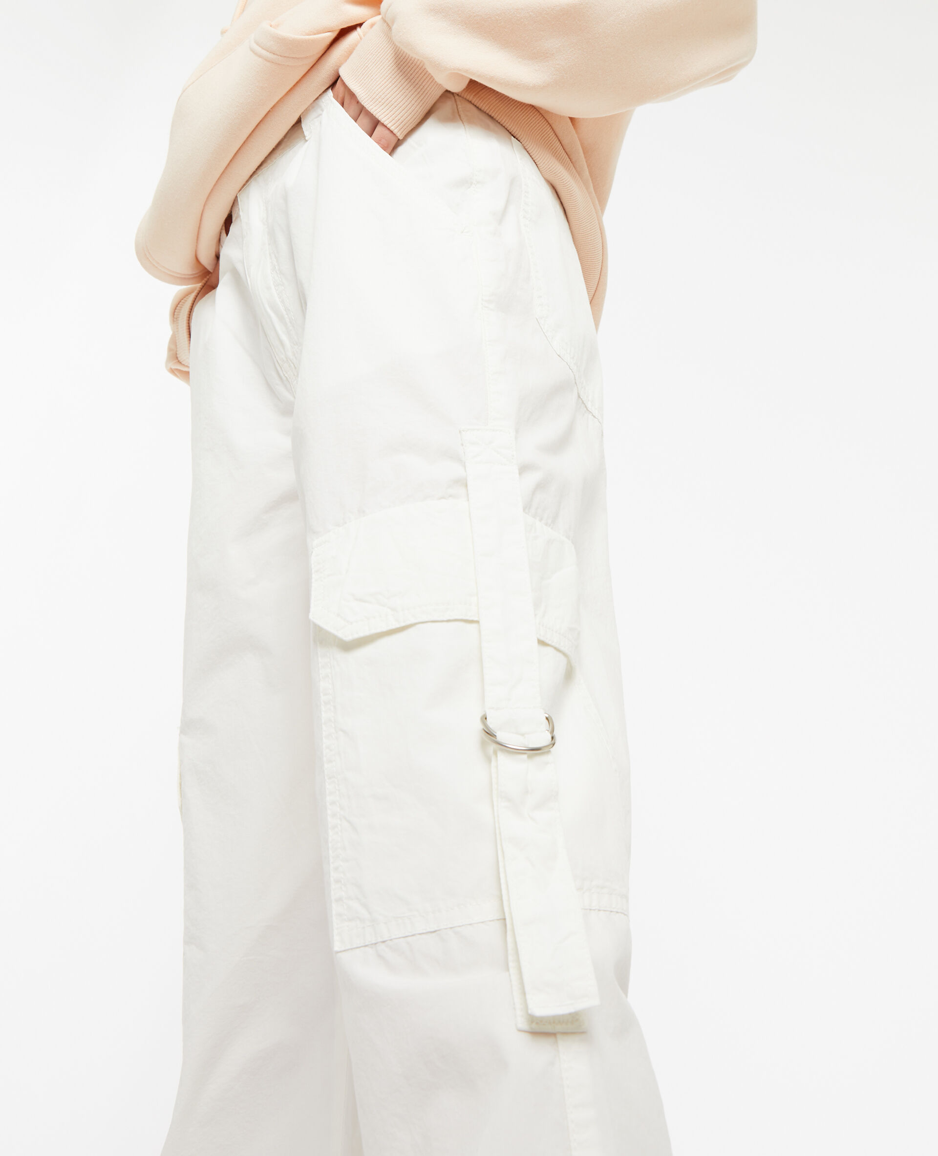 Pantalon cargo en toile légère - Blanc