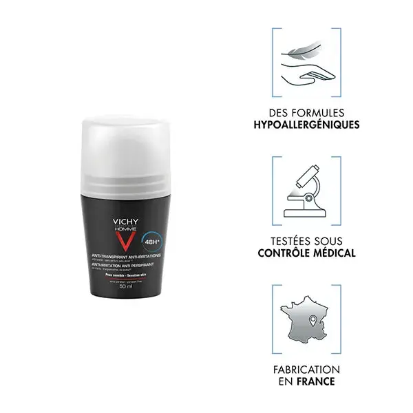 Desodorante antitranspirante roll-on Vichy Men 48h 50ml