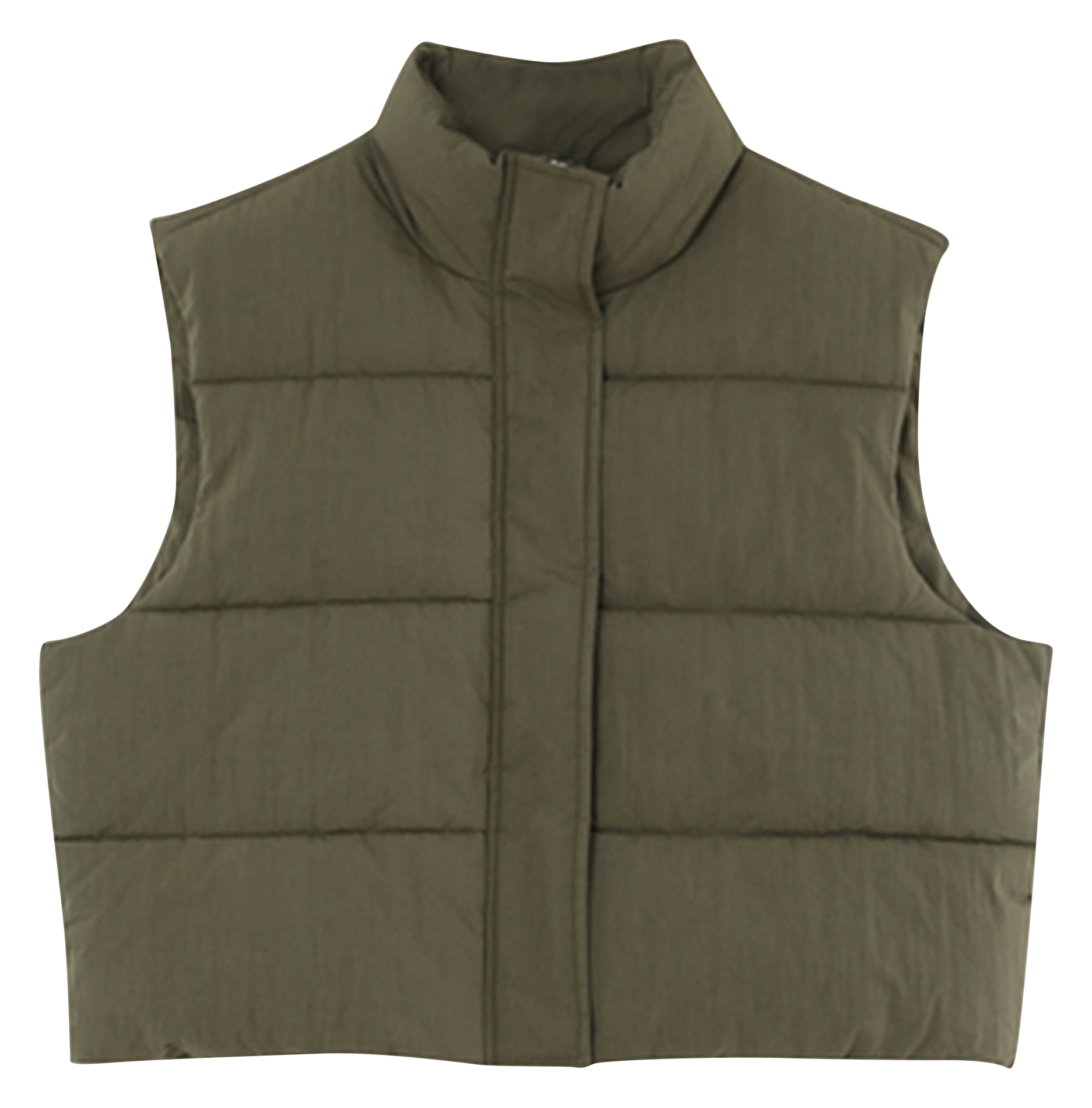 NYLON - Doudoune sans manches droite col montant en coton mélangé | Vert