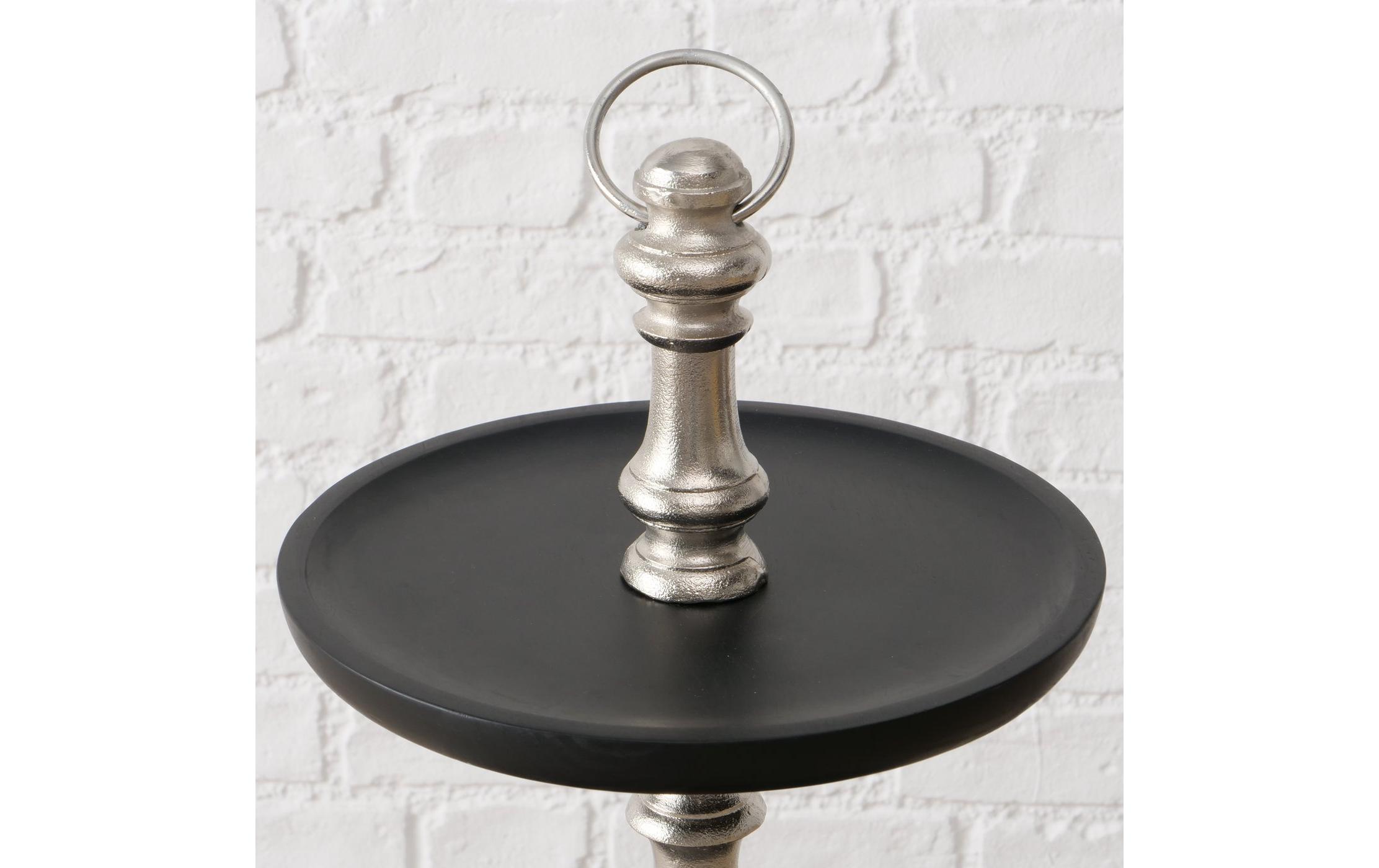 Etagere Levi, Schwarz/Silber<br>Etagere aus Mangoholz