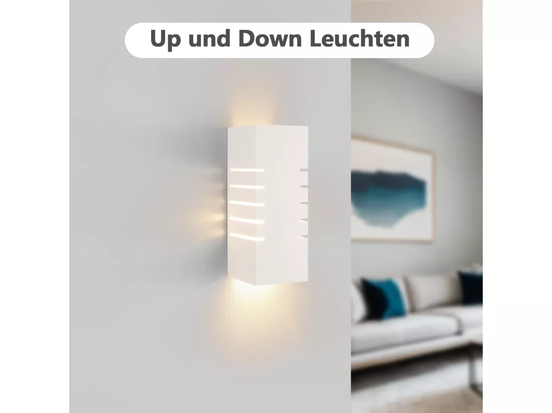 NETTLIFE Applique murale d'intérieur blanche E14 haut bas moderne couloir escalier plâtre lumière