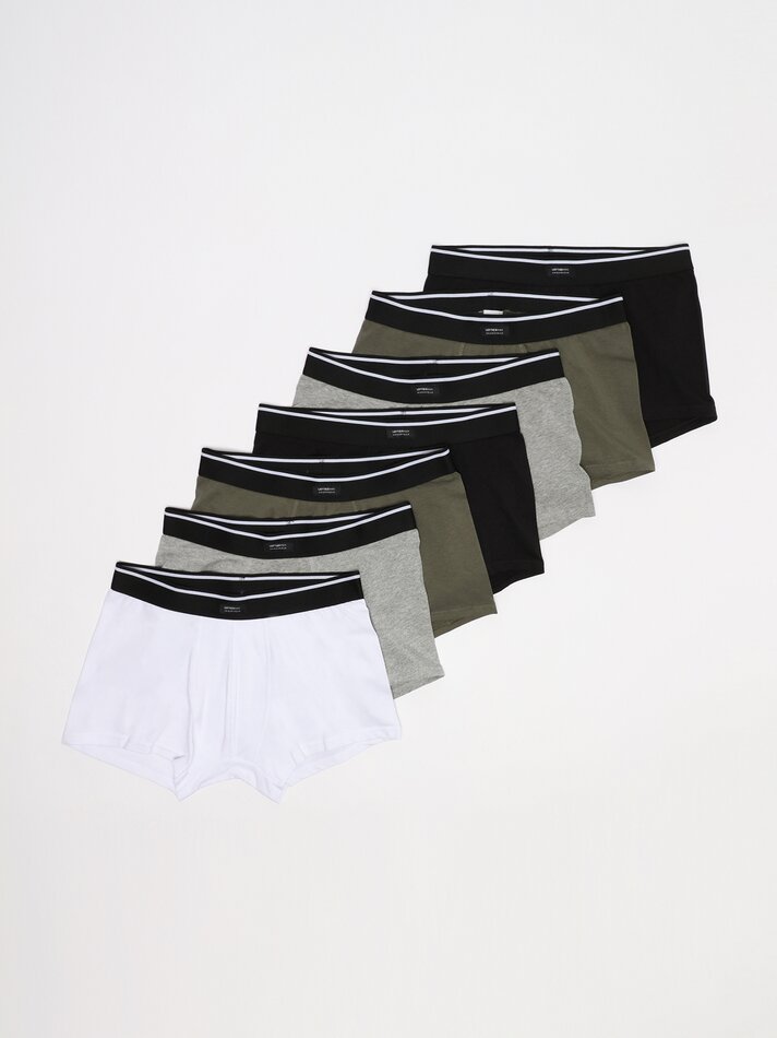 Pacote com 7 cuecas boxer lisas - Cáqui