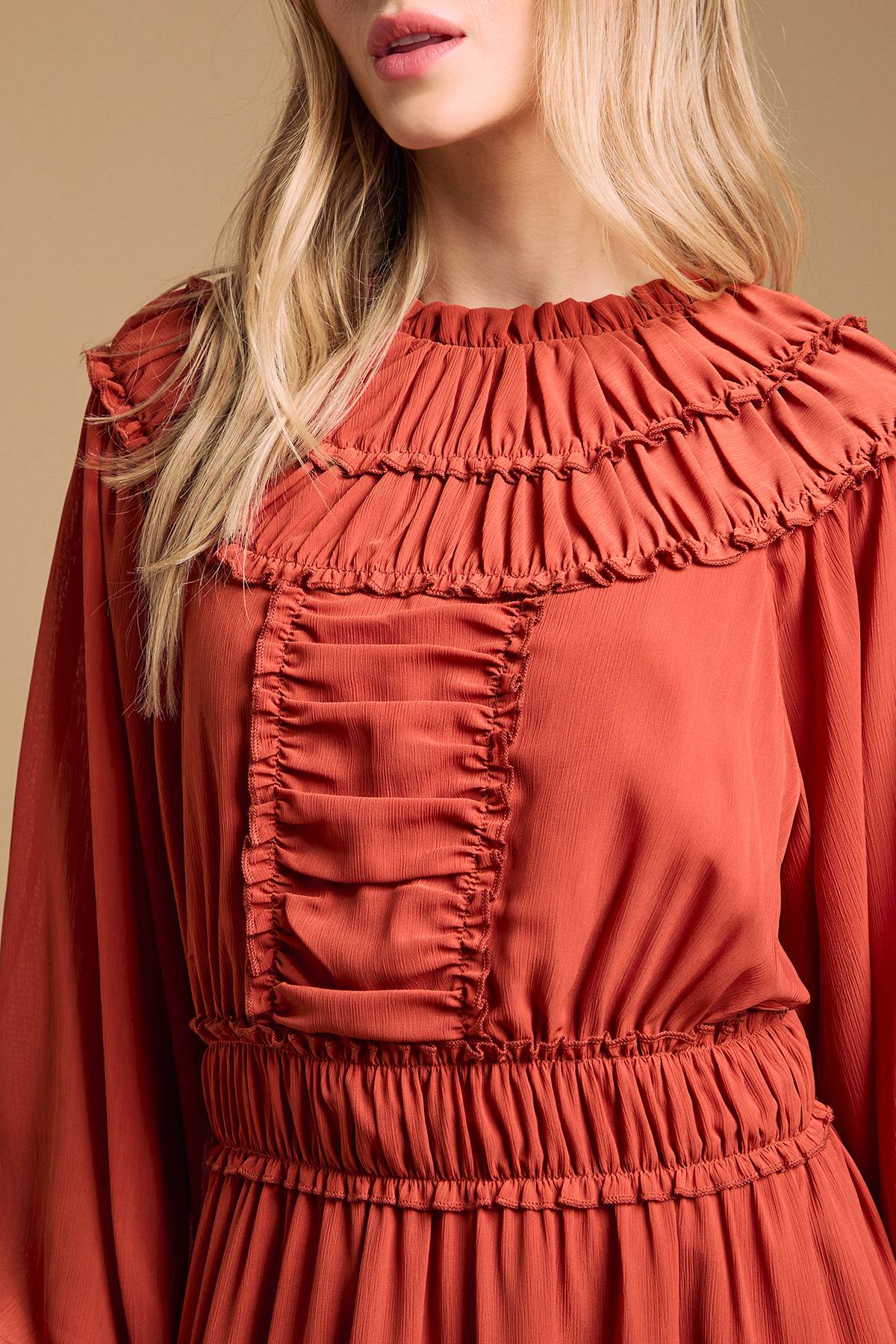 Oasis Robe Midi à Détails Volantés
