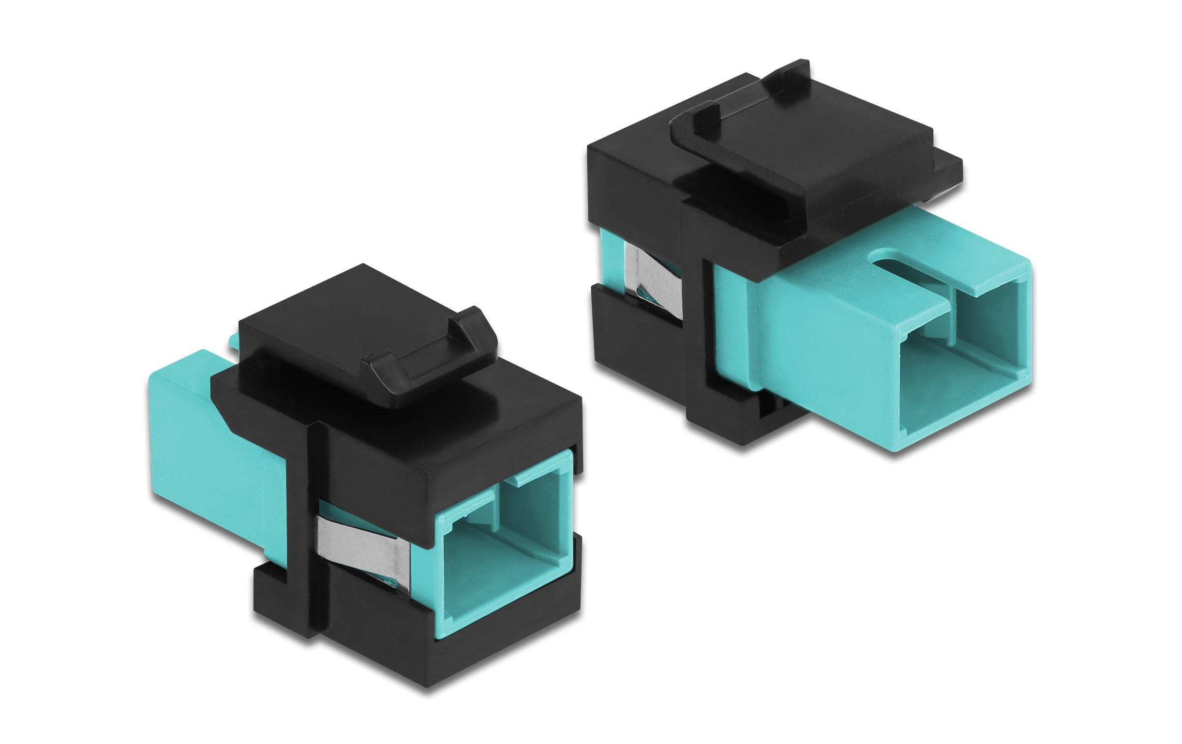 Keystone-Modul SC Buchse zu SC Buchse Aqua / SchwarzDelock Keystone Modul SC Simplex Buchse zu SC Simplex Buchse aqua / schwarz