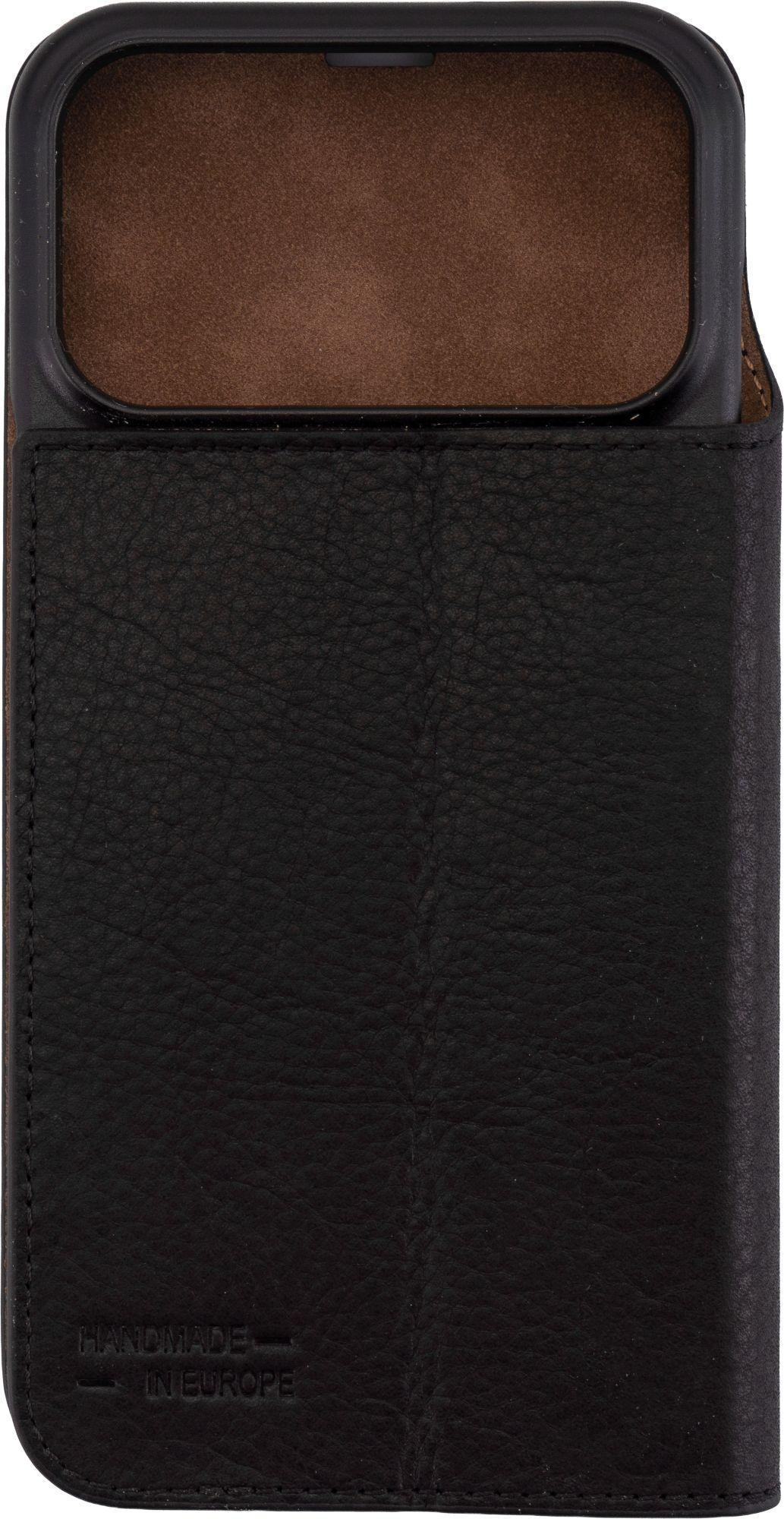 iPhone 17 Pro Max Echtleder Bookcase Hülle Tegel (11126) - Schwarz
