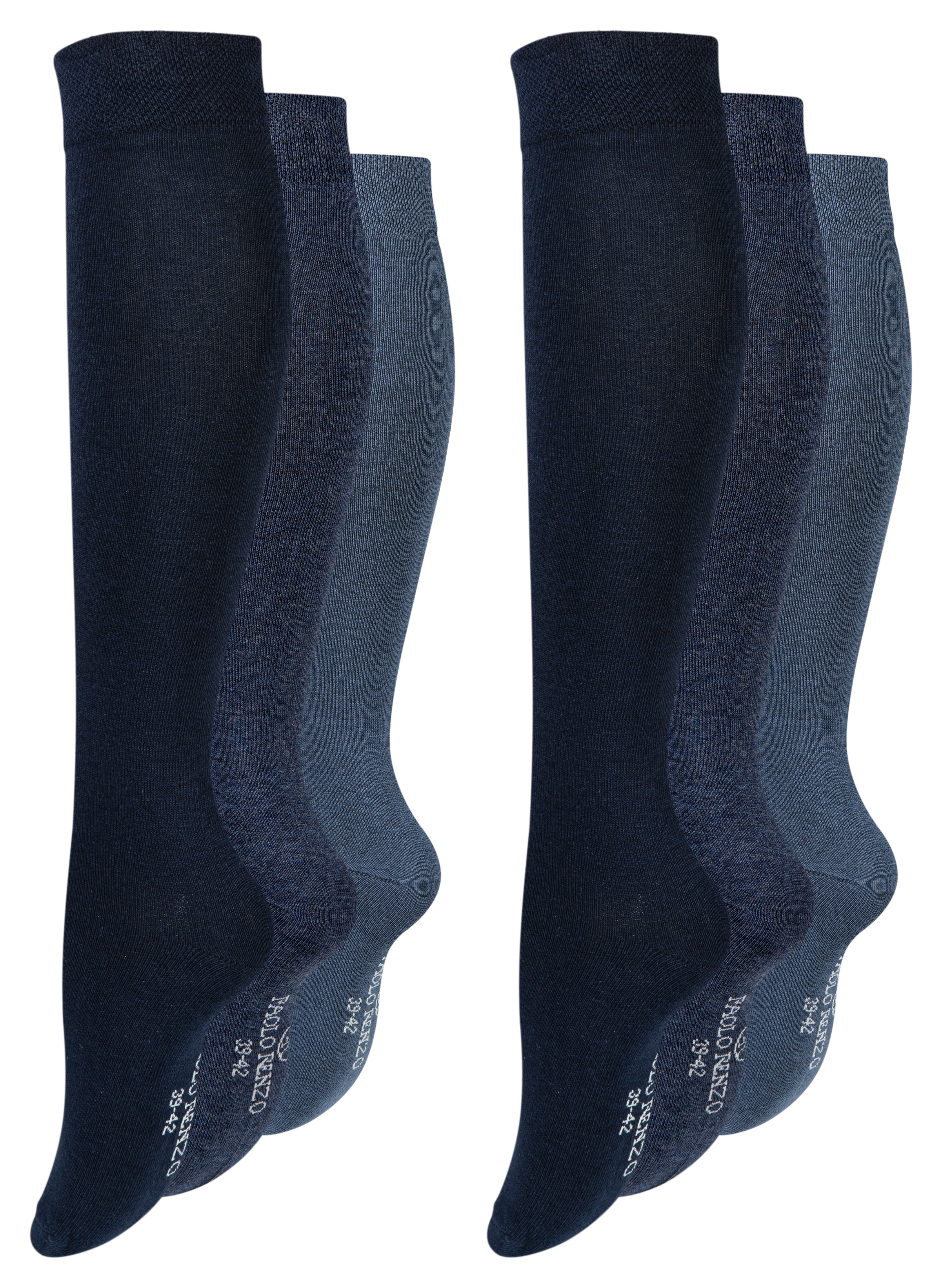 Paolo Renzo® Damen Baumwoll-Kniestrümpfe 3 Paar - Größe 39/42 - Braun