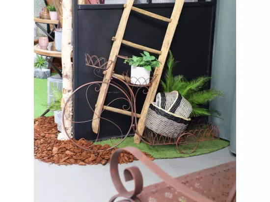 Vélo porte plantes jardinière jardin extérieur métal marron 114cm