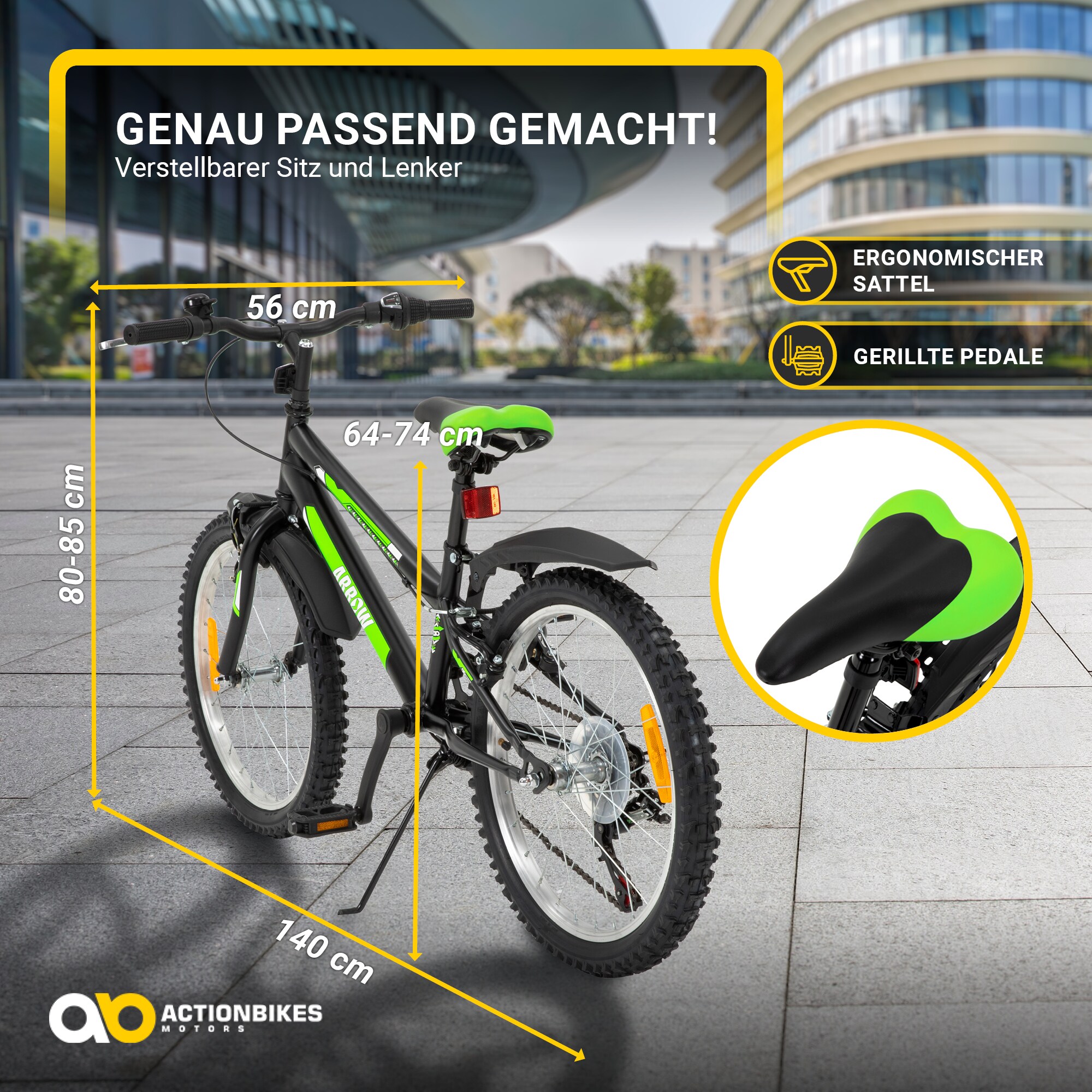 Actionbikes Kinderfahrrad Arrow 20 Zoll, Gangschaltung, V-Brake-Bremsen, verstellbar, Diamantrahmen