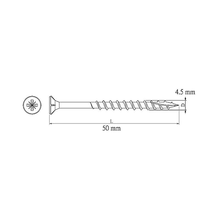 Vis pour terrasse Pozidriv acier 4,5 x 50 mm Diall, 500 pièces