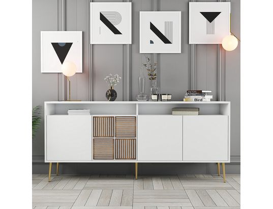 CONCEPT1 - Bahut Milan blanc or 180 x 35 x 77cm