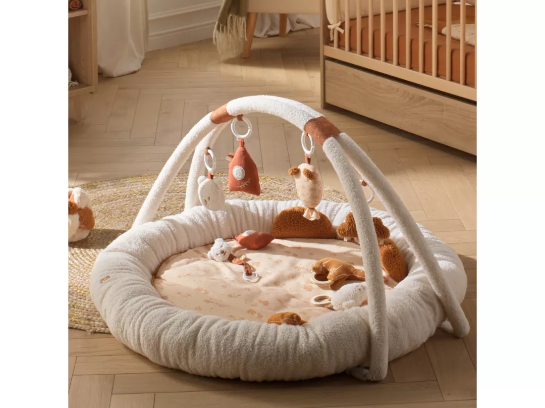 Tapis d'éveil ours en bouclette beige
