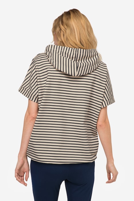Hoodie, Sweater, Ringel, Robbe, Kapuze Halbarm