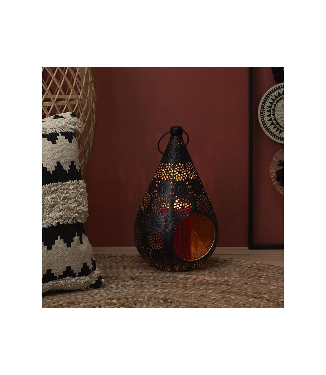 Paris Prix - Lanterne En Métal Ajourée mirage 33cm Noir