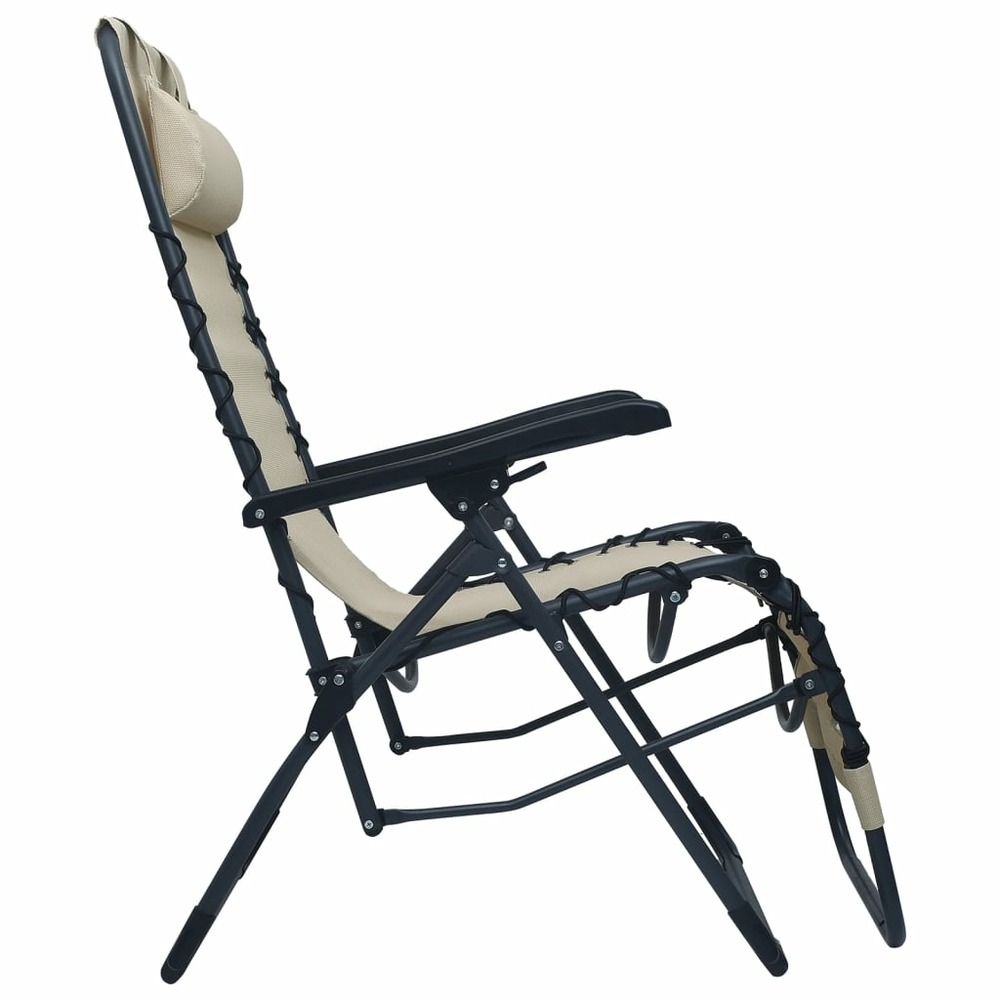 Lot de deux chaises pliables de terrasse textilène crème