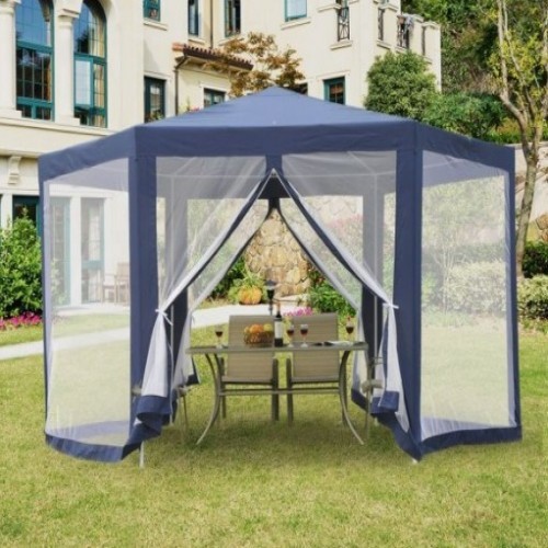 Gazebo Outsunny com Mosquiteiro para Jardim, Azul