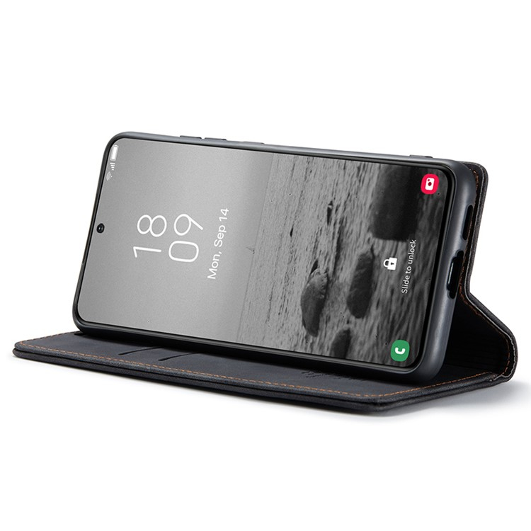 Samsung Galaxy S24 Leder Tasche Flip Wallet Etui mit Kartenfächern - Schwarz
