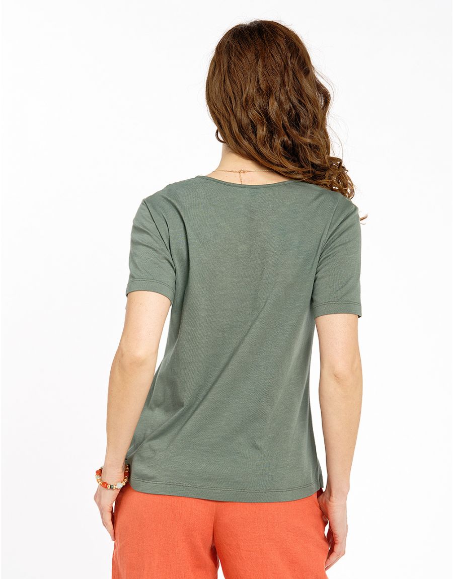T-shirt brodé kaki