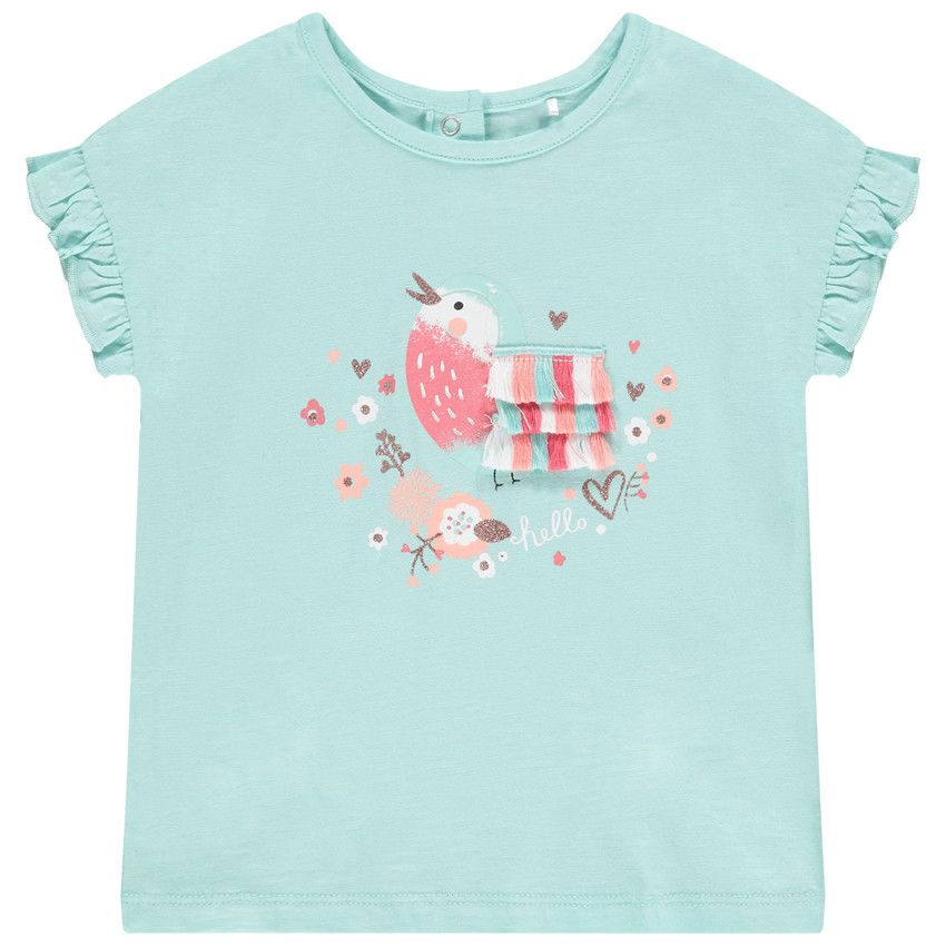 T-shirt manches courtes volantées pour bébé fille - Vert