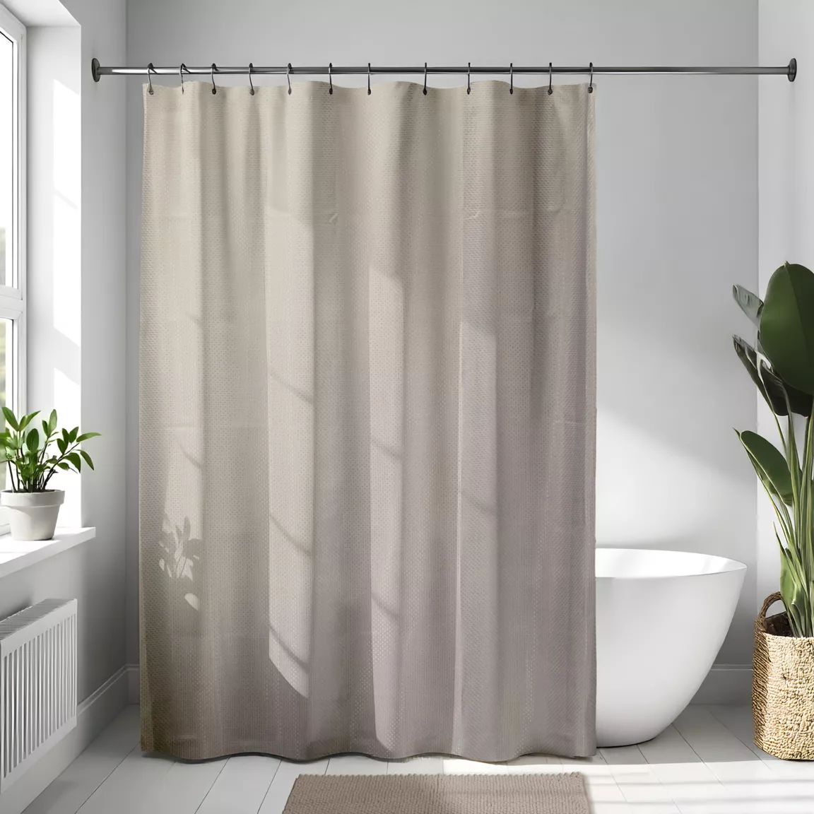 Rideau de douche à anneaux (180 x 200 cm) Diamants Taupe