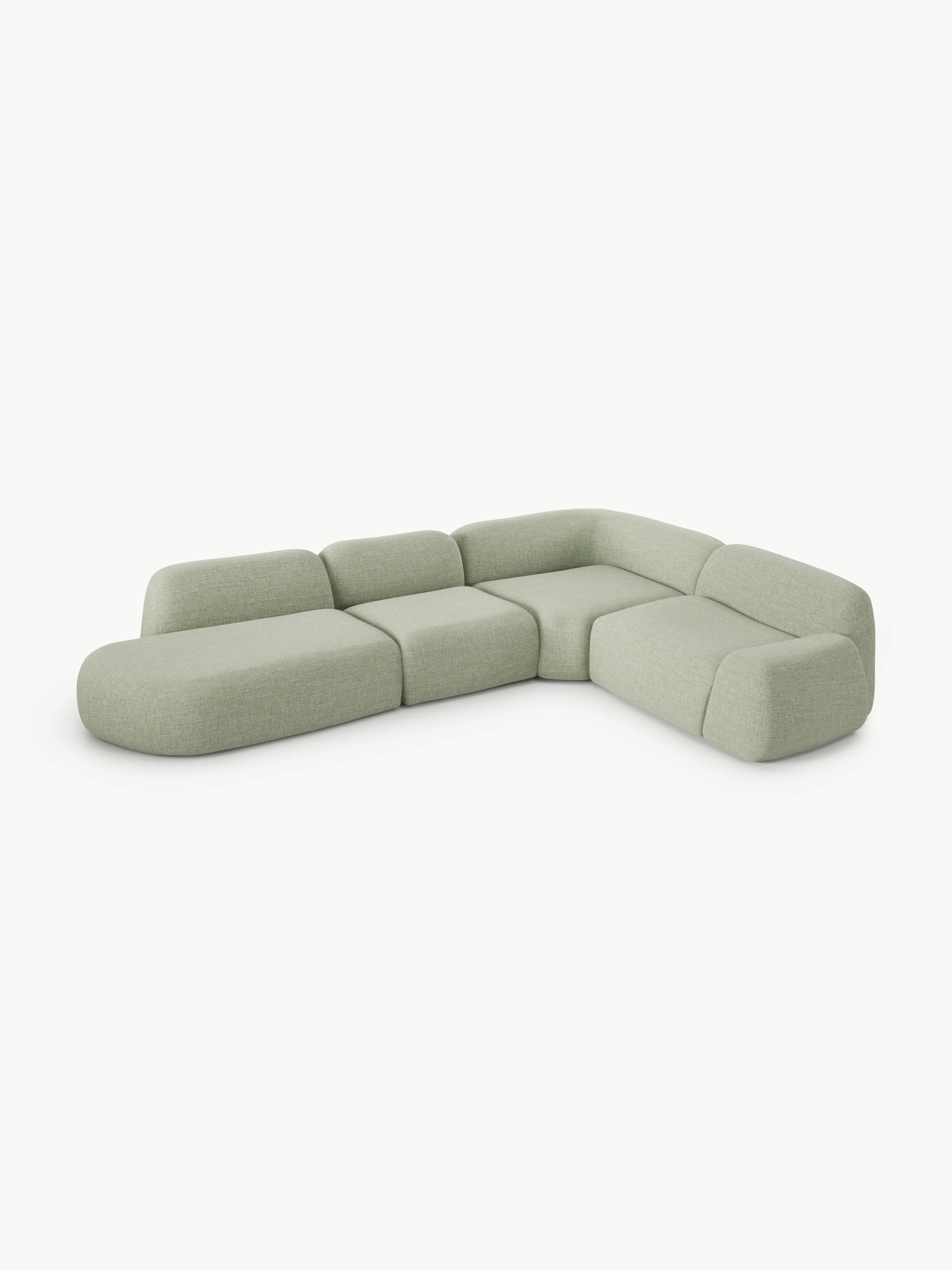 Modulaire bouclé XL hoekbank Wolke met chaise longue