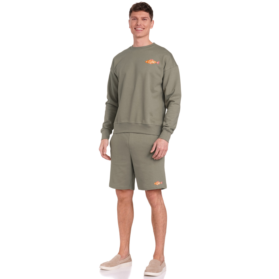 Jonas Nielsen Herren Sweatshirt mit Rückenprint oliv