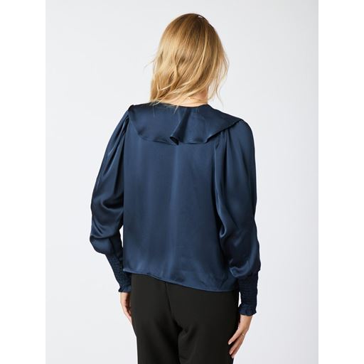 Neo Noir Sandie Sateen Bluse, Navy, 42