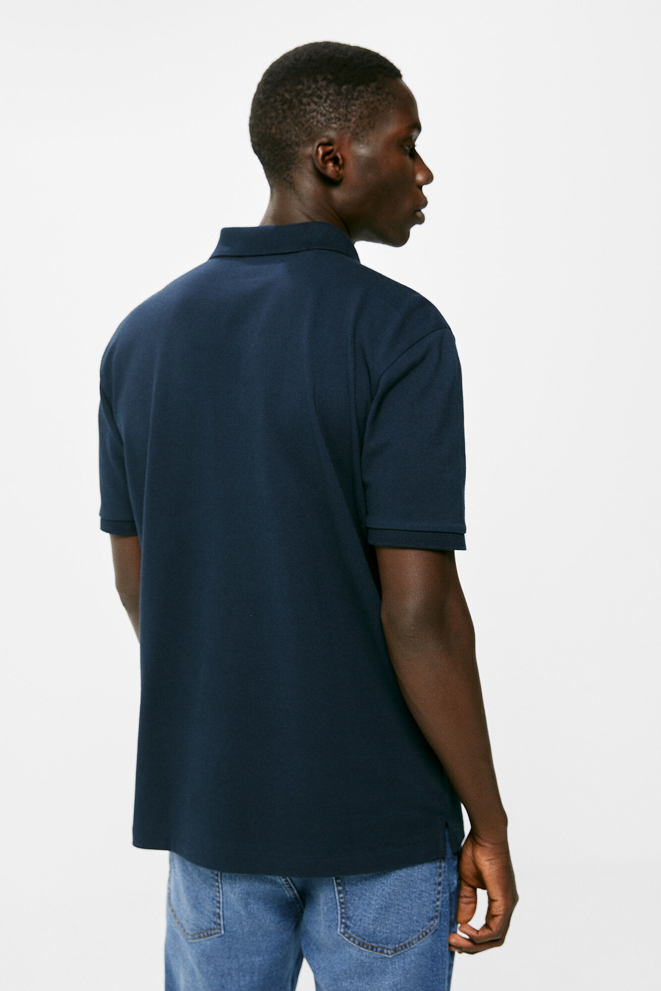 Camisa polo básica em piqué - azul marinho