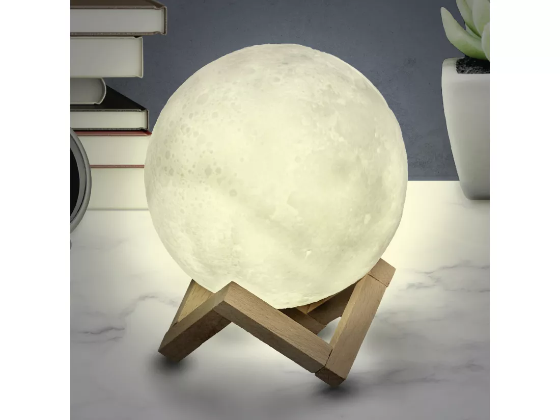 Lampe Tactile Lune Ronde 3d D15cm