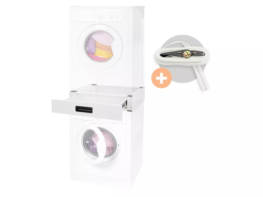 Socle pour machine à laver en acier blanc accessoire avec tiroir ML-Design