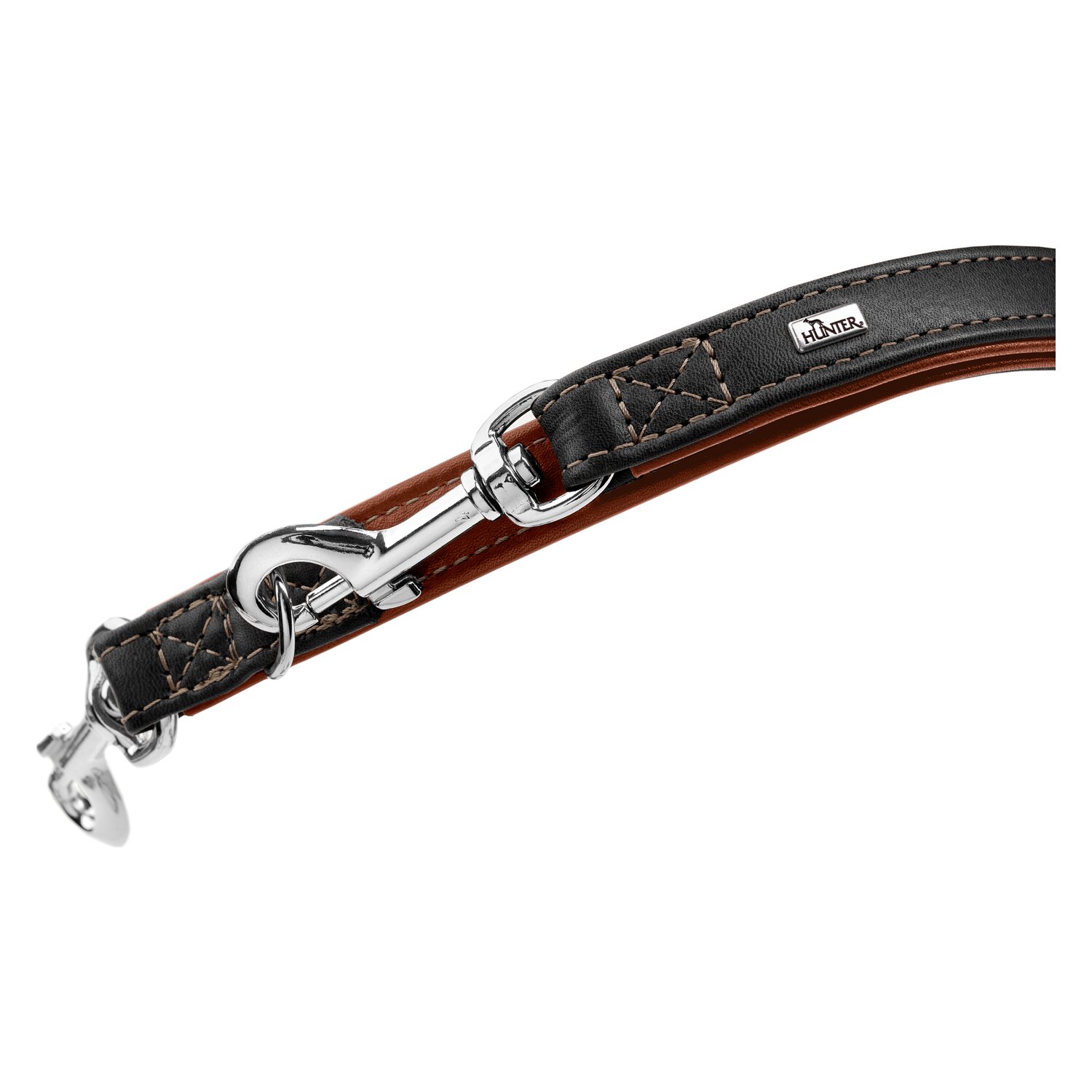 HUNTER Führleine verstellbar Canadian Up - schwarz/cognac - 1.5/200