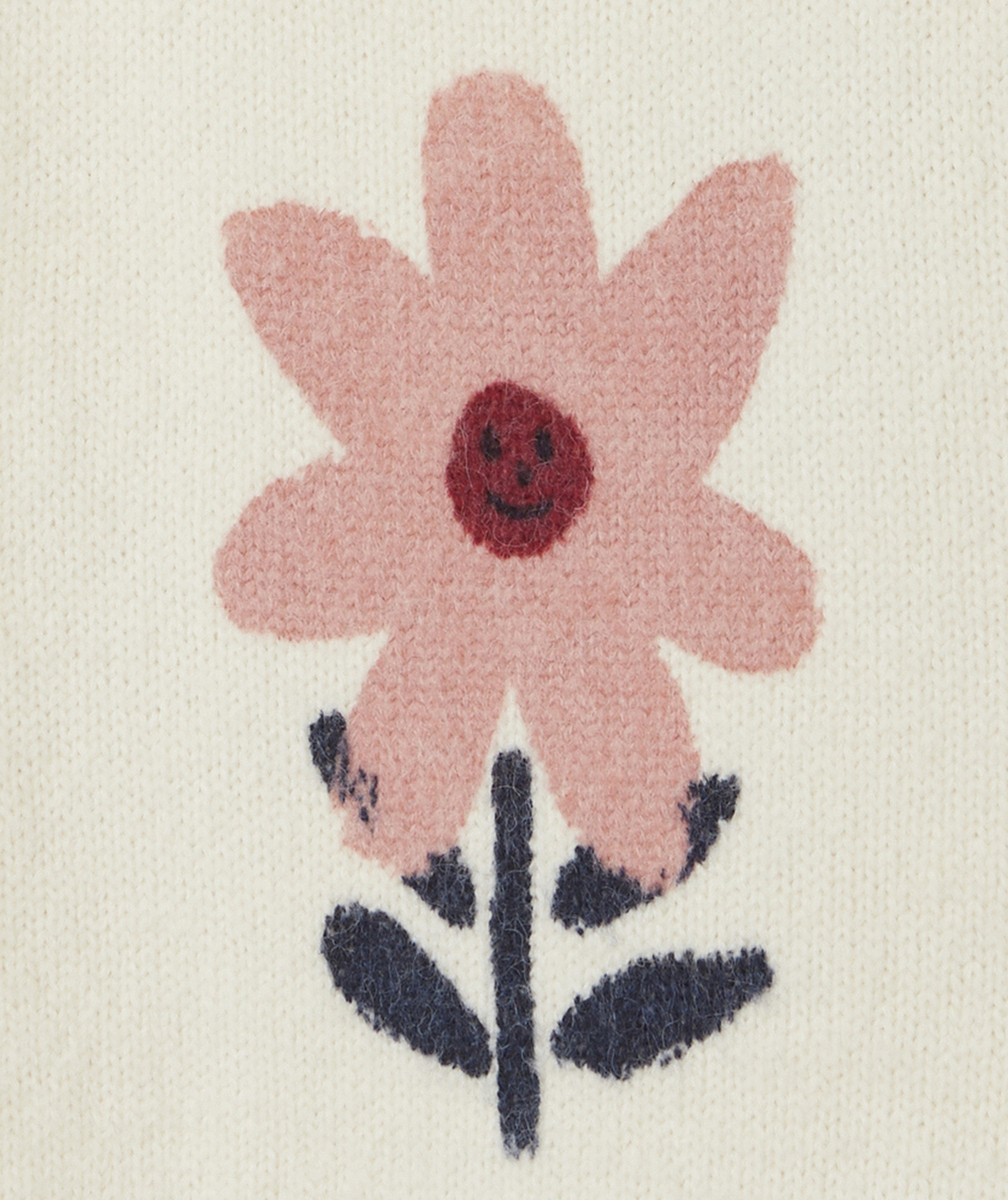 PULL SANS MANCHES BÉBÉ FILLE ÉCRU AVEC MARGUERITE