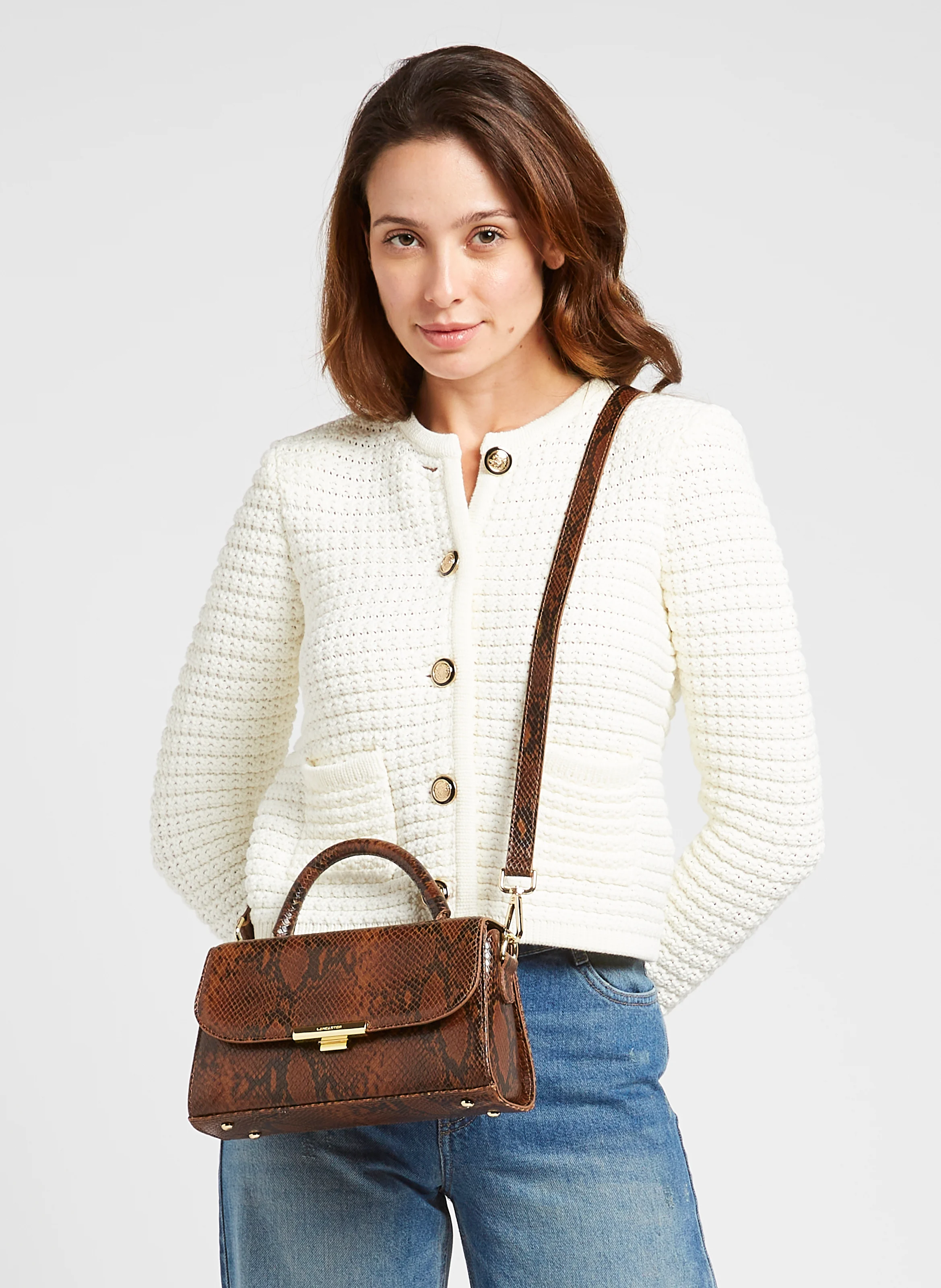 EXO EVENLY - Sac à main en cuir | Marron