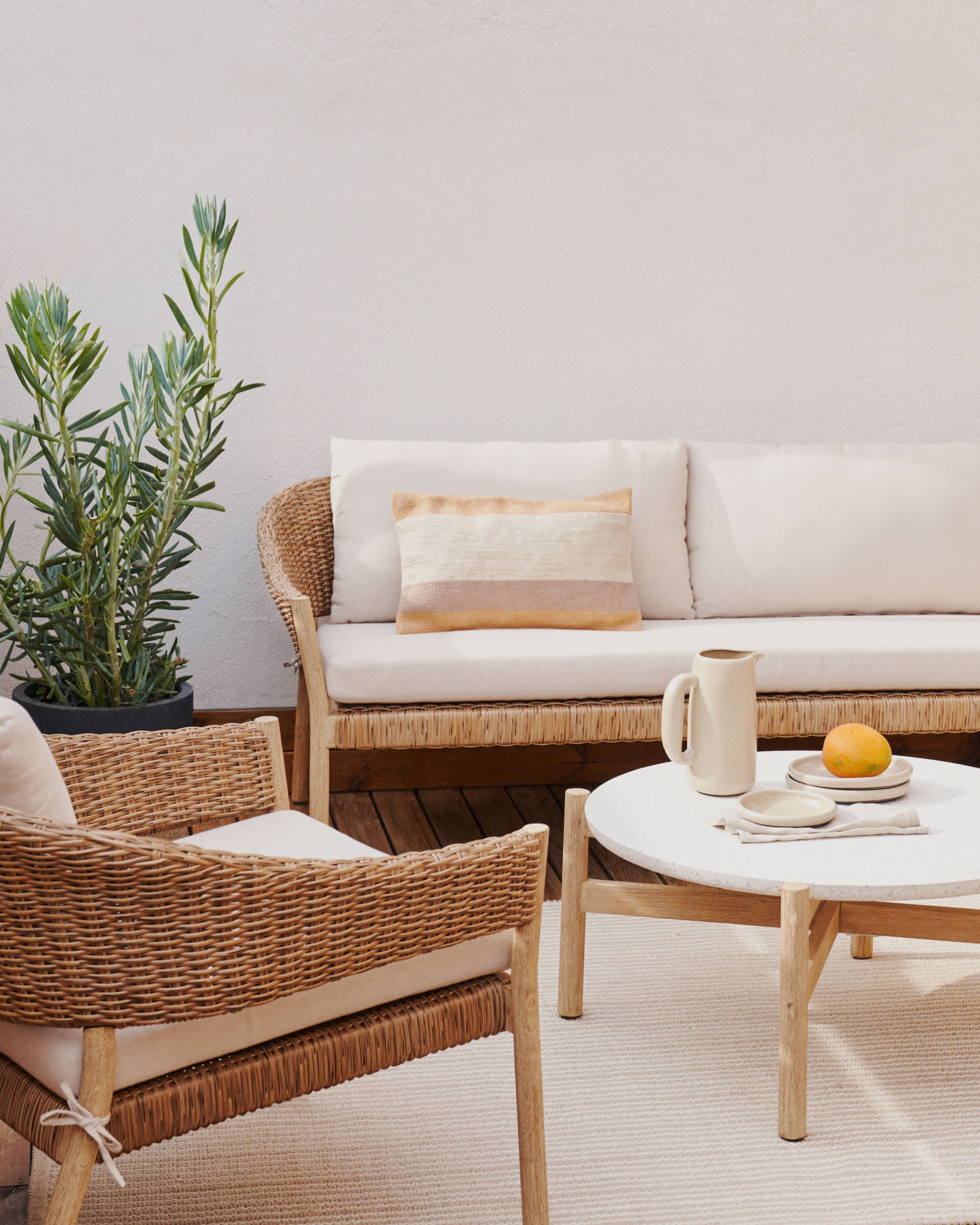 Kave Home - Set Pola 2-zitsbank en 2 fauteuils in massief