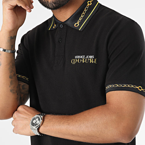 Polo Manches Courtes Logo Chain 75GAGT01 Noir Doré