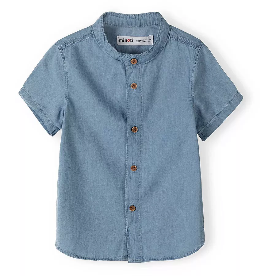 MINOTI Hemd und Shorts im Set Denim-HellblauSandbraun
