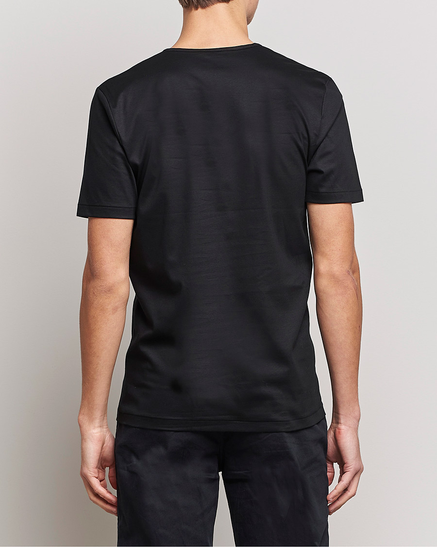 Zimmerli of Switzerland Sea Island Cotton V-Neck T-Shirt Black