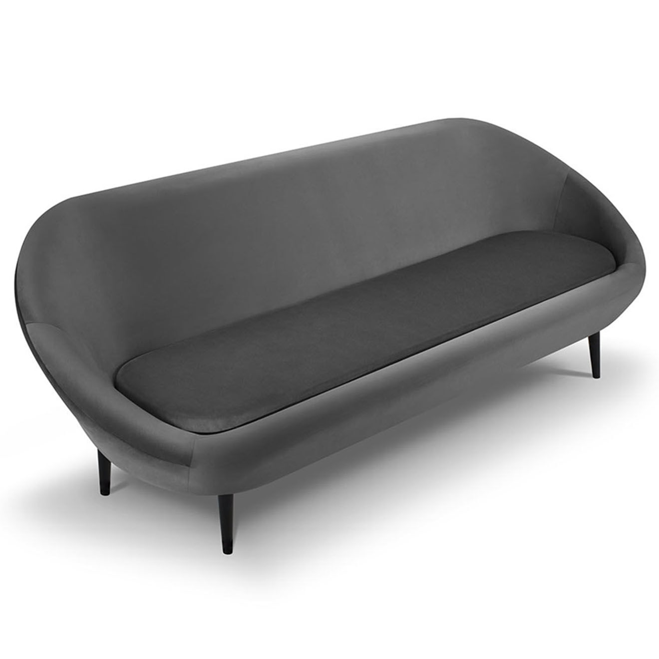 Mazzini Sofas Canapé velours petale 3 places gris foncé - 222x90x92 cm