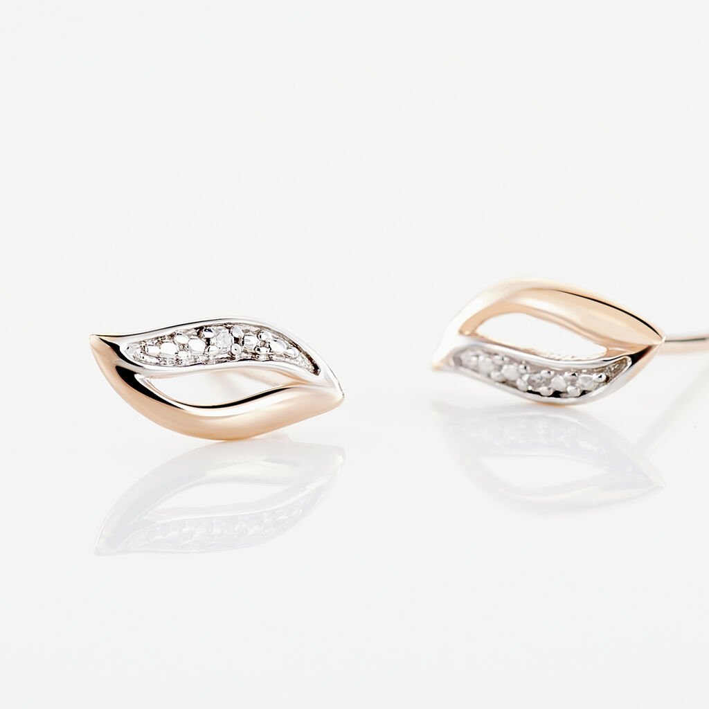 Boucles D'oreilles Puces Smeralda Or Rose Diamant