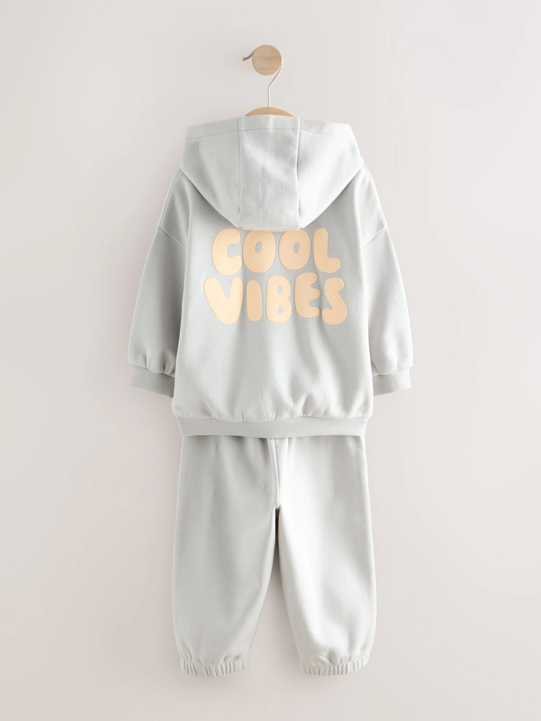 Lichtblauw - Set van bedrukte hoodie en joggingbroek (3mnd-7jr)