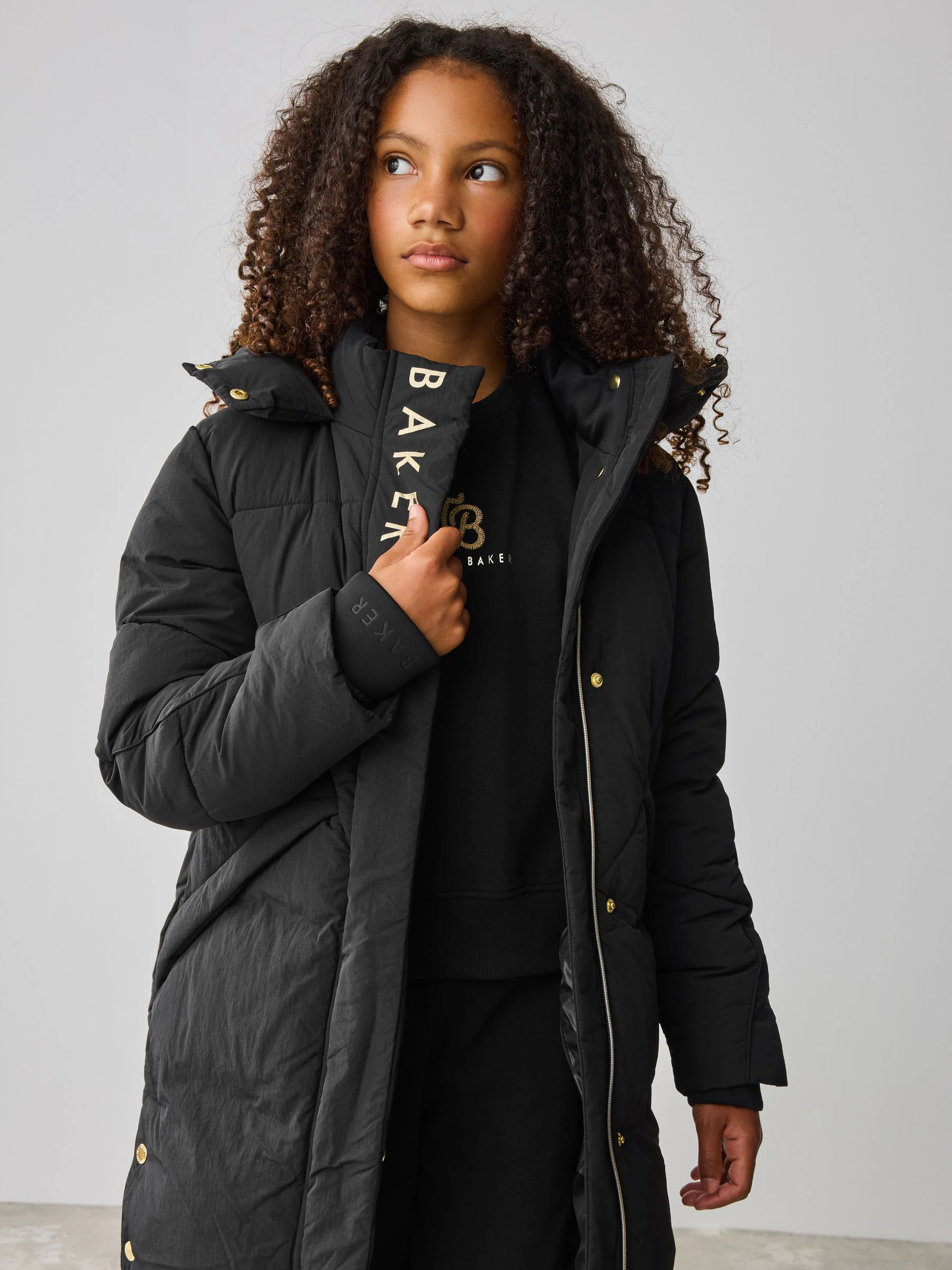 Zwart - Baker by Ted Baker meisjes regenbestendige gewatteerde lange jas