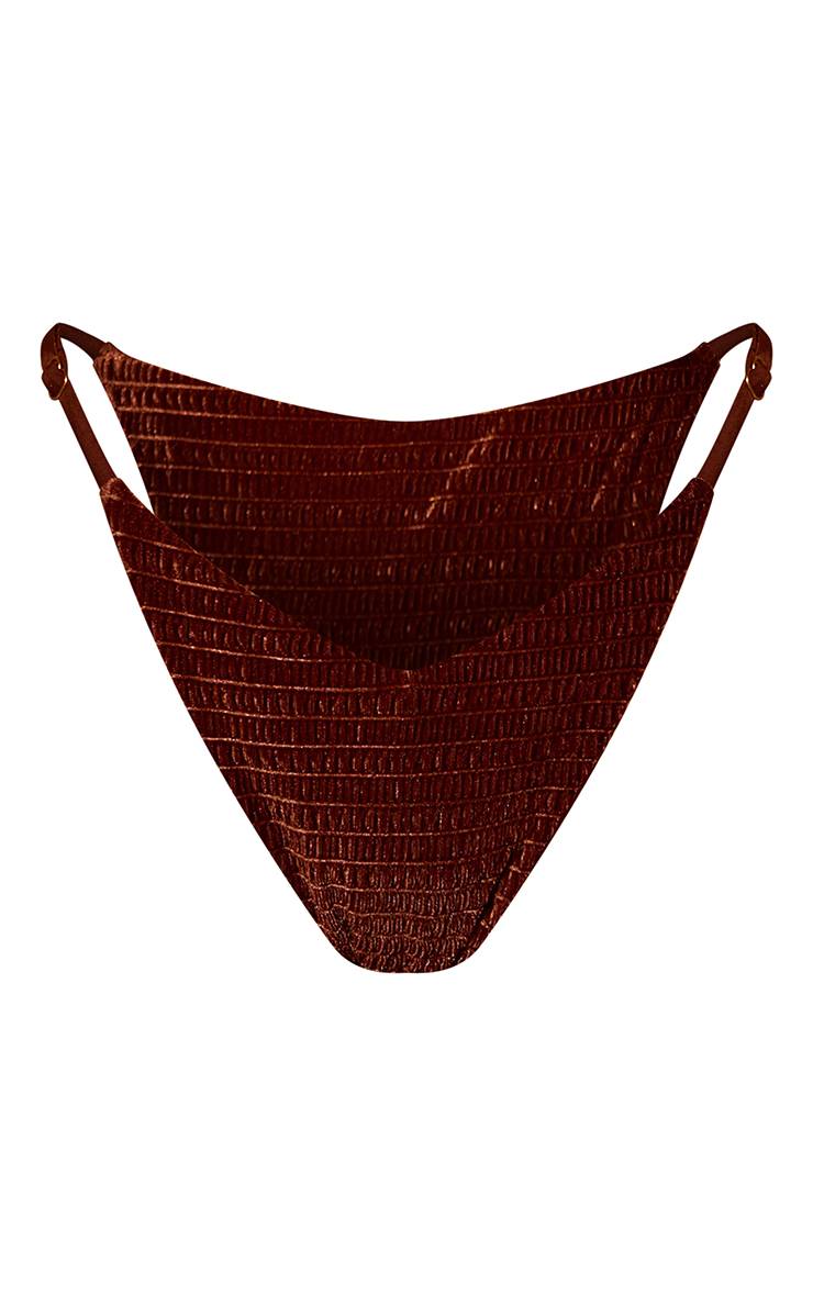 Chocolat Bas De Bikini Tanga En Velours