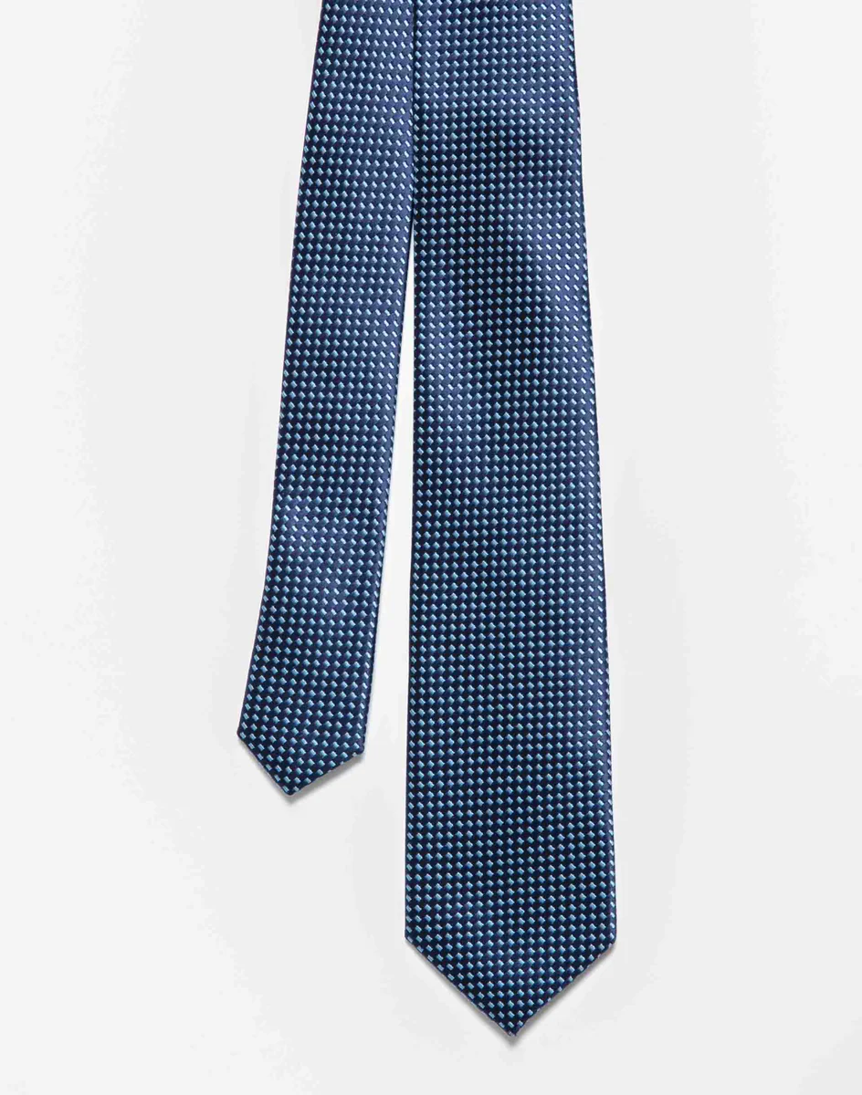 Cravate tissu texturé bleu