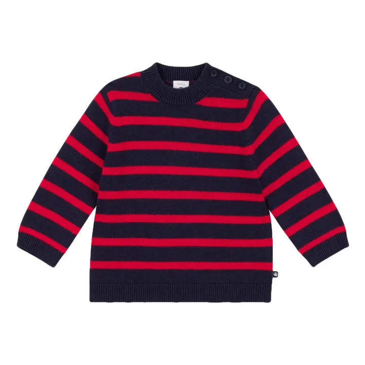 Petit Bateau Pull en Laine Rayé Marinière | Bleu marine