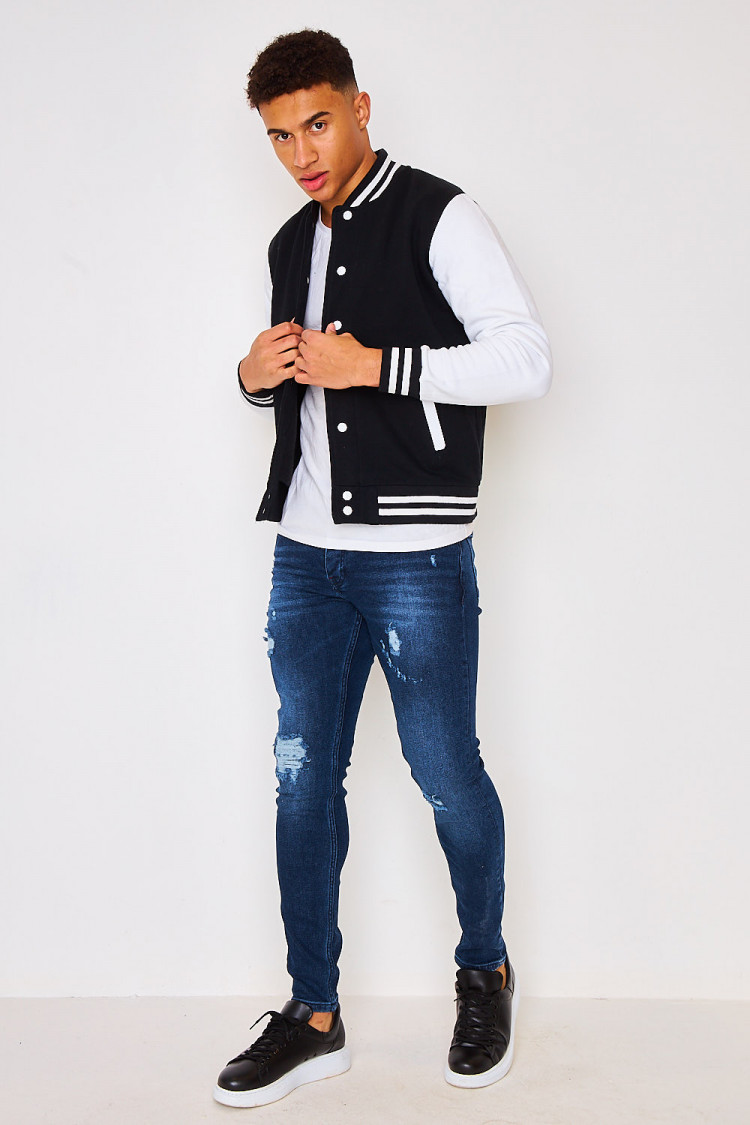 Bomber bicolore noir et blanc molletonné