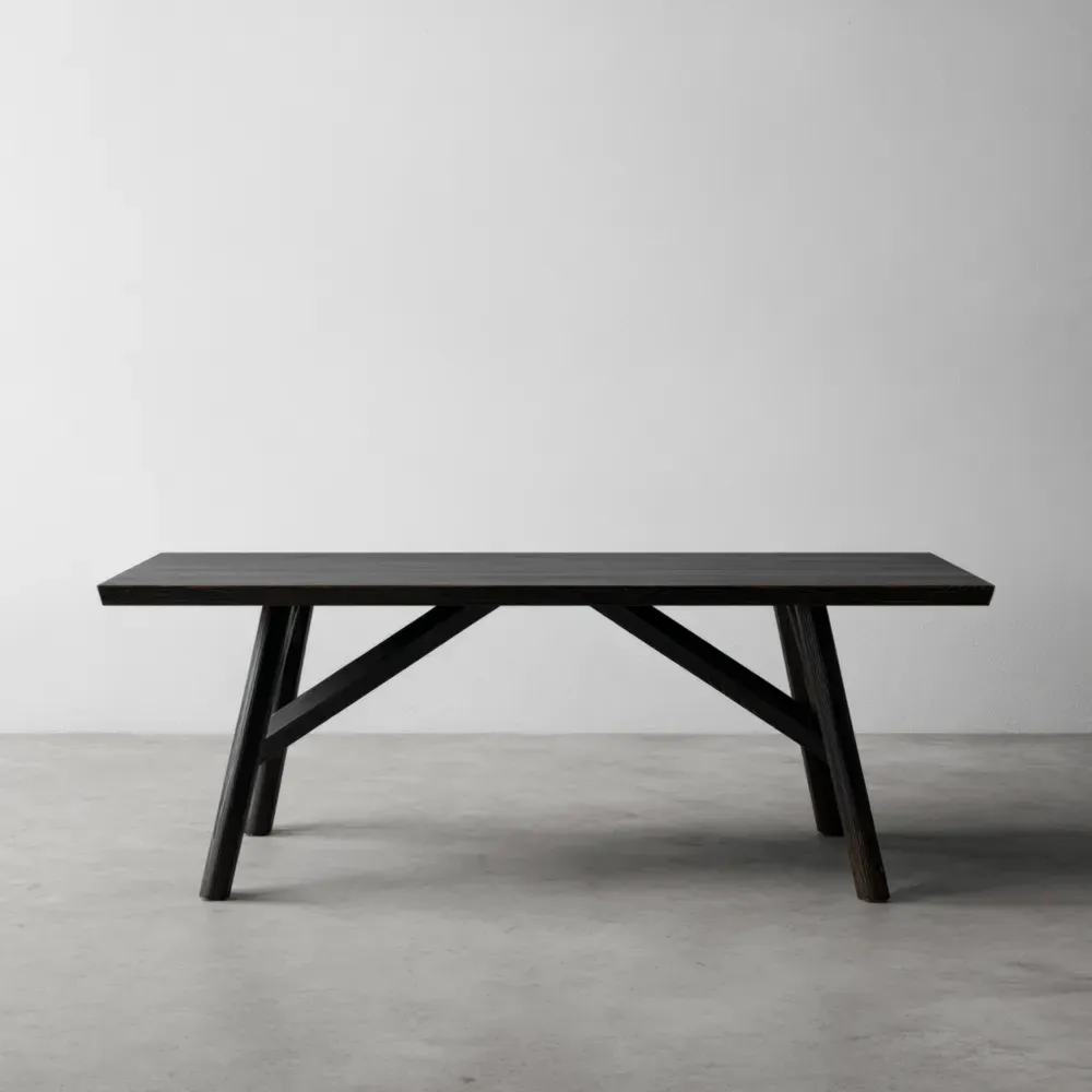 Esstisch Massivholz 200x100x75 cm - Schwarz - Modernes Design