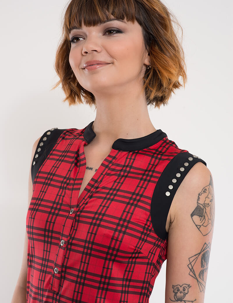 HBT PALACE - EMILY ROBE COURTE RED TARTAN